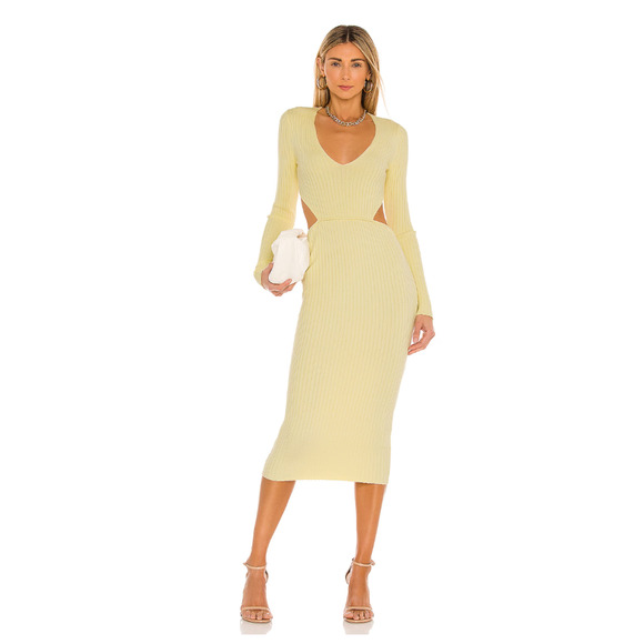 Camila Coelho Rosabella Cutout Midi Bodycon Dress Yellow Size M - Picture 3 of 9